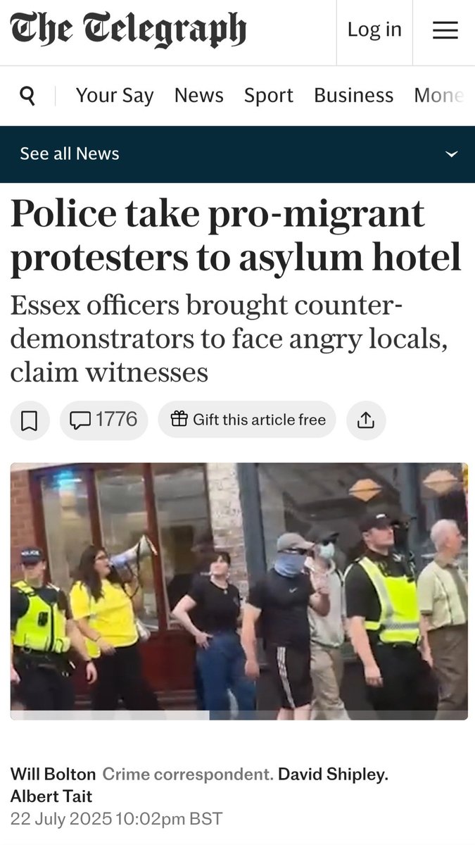 LFJIreland's tweet image. 🔴 Essex Police initially denied taking "pro-migrant protesters" to the Bell Hotel following the reported sexual assault of a young girl, where they knew a peaceful protest was being held.
There was a time when heads would roll for this type of incitement and deception by a law…