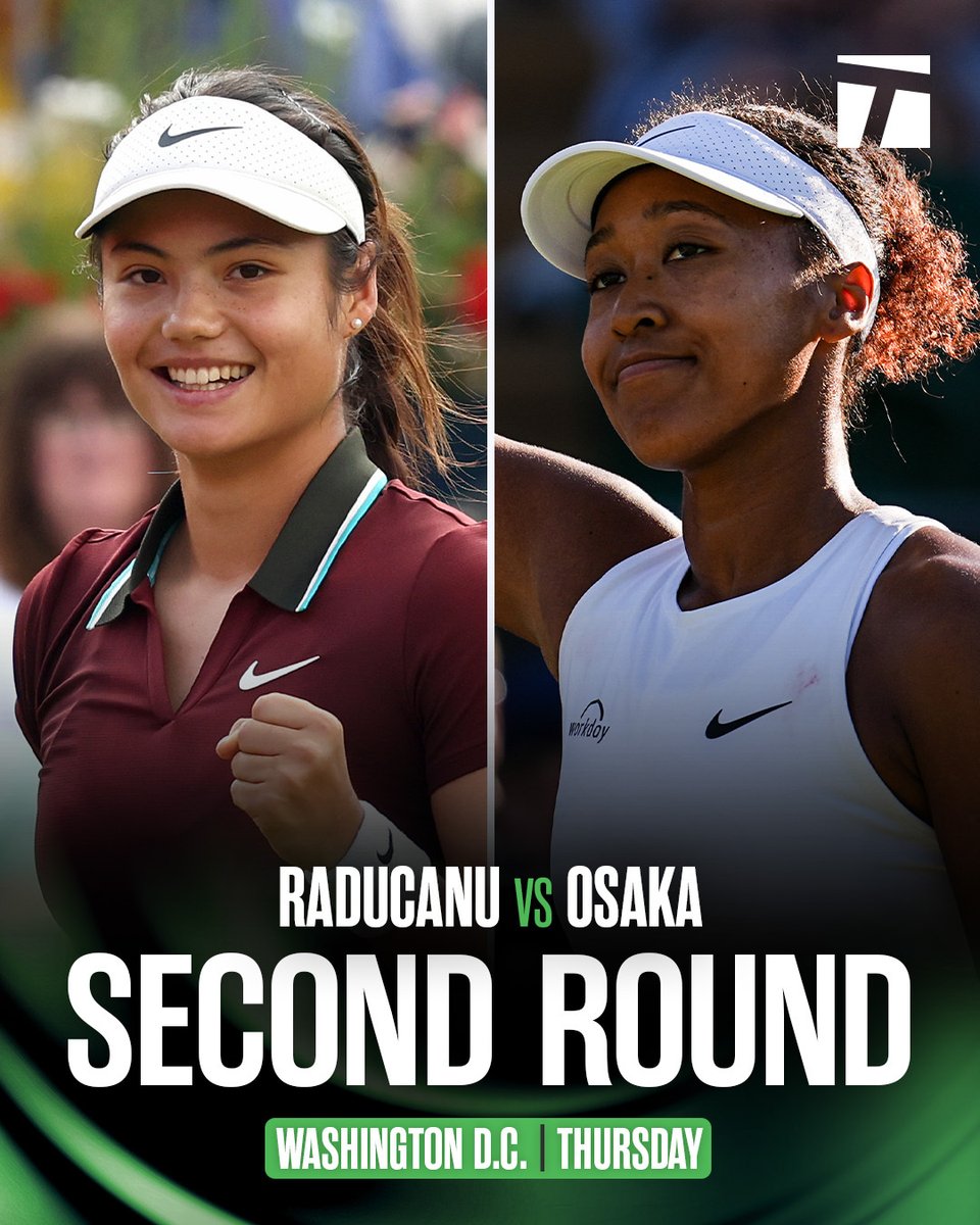 TennisChannel's tweet image. Two former US Open champs meet in D.C. ๐
Stream Raducanu vs. Osaka Thursday on the Tennis Channel App!
#MubadalaDCCitiOpen
