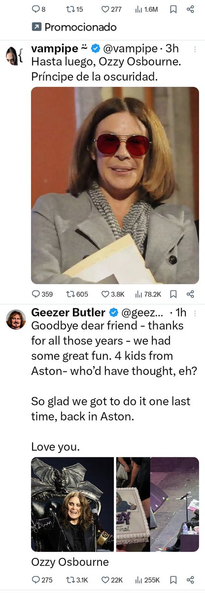 Daywak3r's tweet image. Hoy Ozzy acapara todo el espacio en "X"
RIP OO 🙏🏻