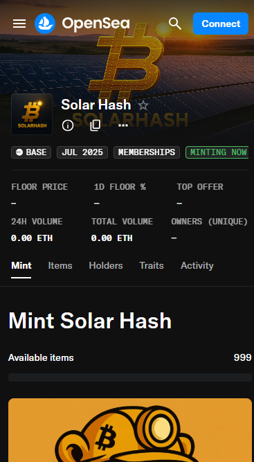 Solar_hash's tweet image. 🚨 SolarHash Mint is LIVE!🚨
🎟️ 999 NFTs = 999 solar-powered BTC miners
⚡ Real Bitmain S23 HYD rigs
💸 Weekly Bitcoin payouts
🔐 Hosted on solar farms in Texas
🧾 Full on-chain transparency
Mint now on OpenSea 🔗
opensea.io/collection/sol…

#SolarHash #NFTMint #MiningNFT #RealYield…