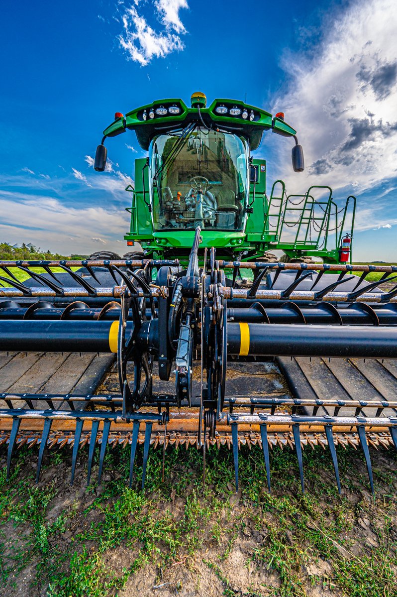 The barley fields of Saskatchewan: where you can often find a Deere in the headlights.