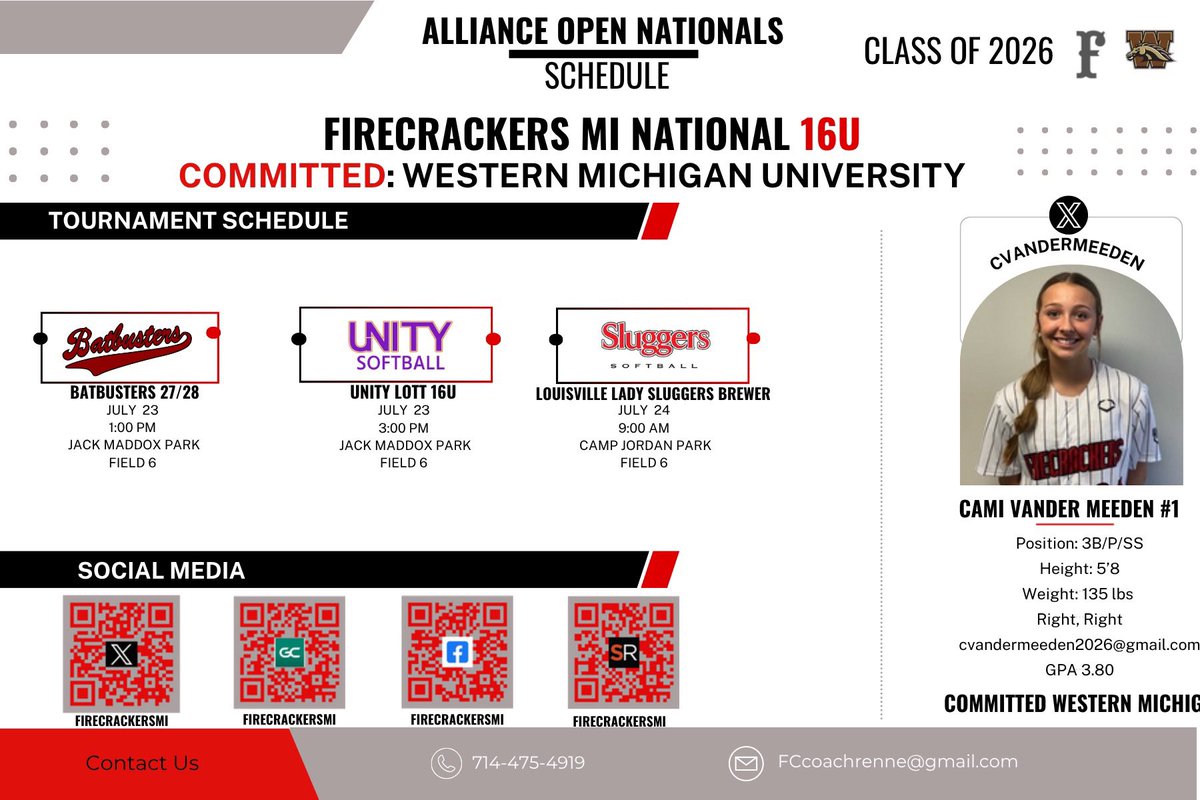 Alliance Open Nationals Schedule ⬇️⬇️

Hope to see you there☺️☺️☺️
<a href="/FirecrackersMI/">FirecrackersNationalMi</a> 
<a href="/WMUSoftball/">Western Michigan Softball</a>