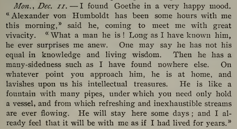 greeknoon's tweet image. Goethe speaks in admiration for the scientist Alexander von Humboldt:
