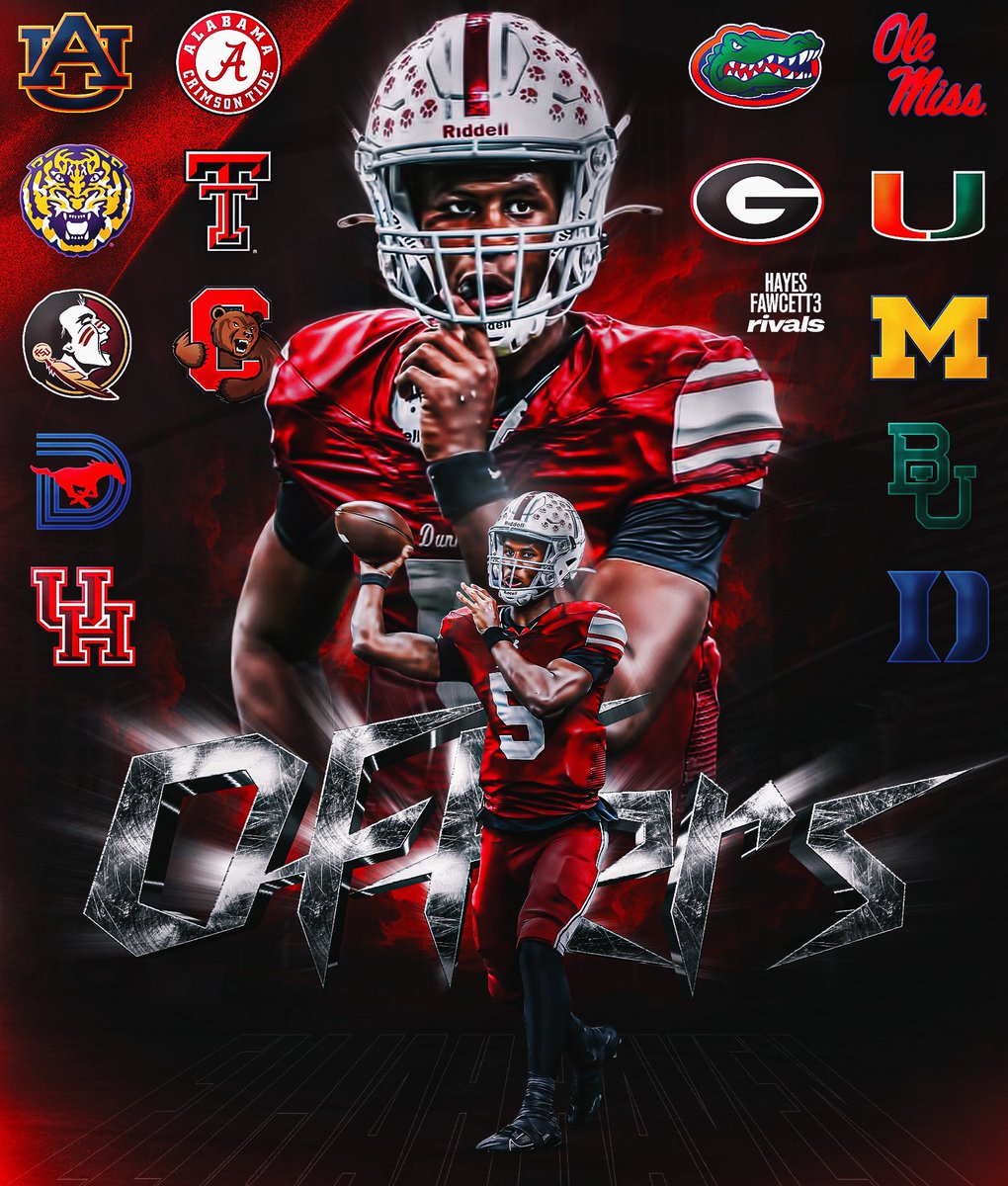 Hayesfawcett3's tweet image. Offers on the Table thus far for Five-Star QB Elijah Haven 👀
The 6’5 215 QB from Baton Rouge, LA is ranked as the No. 1 QB in the 2027 Class (per Rivals Industry)
Where Should He Go? ⬇️
on3.com/rivals/elijah-…