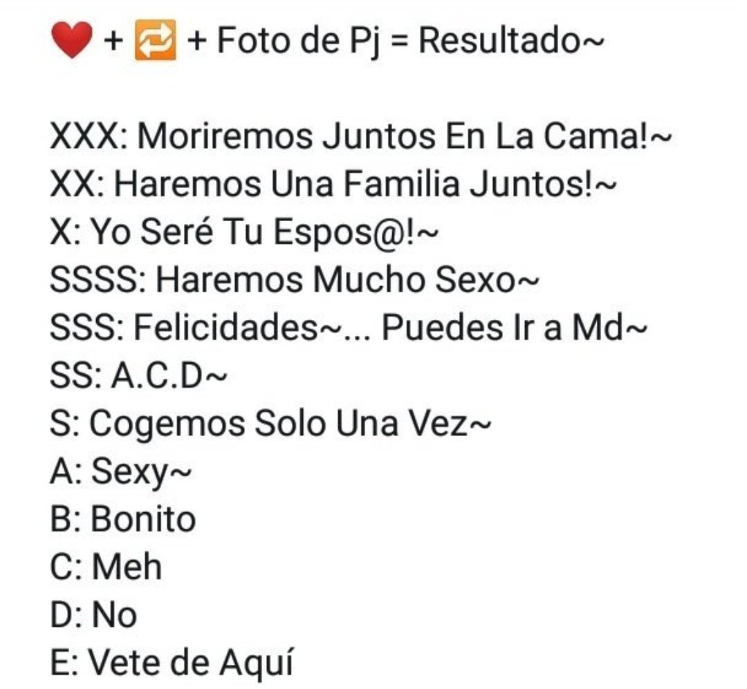 🌹-. ¿Quieres jugar conmigo?

Si así deseas,puedes dejar tu ♥+🔁+🖼️ De Pj para recibir calificación (De SSS para arriba cuenta como rol MD)

Suerte ~♥

#Rp #Dinamica