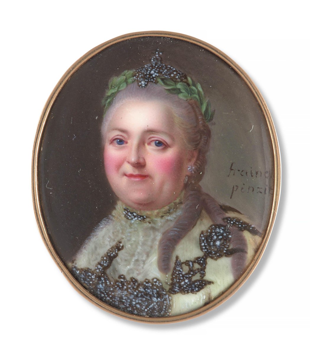 invitinghistory's tweet image. A portrait of Catherine II of Russia, circa 1776, by Jean David Frainet; after a portrait by Alexandre Roslin.
