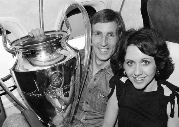 Joey and his wife Janice returning on the plane from Rome in 1977.

The first Welshman ever to lift the iconic European Cup.