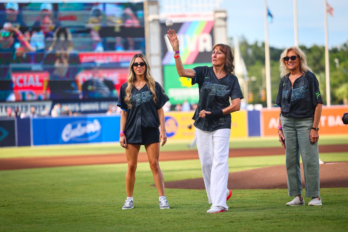 RaysBaseball's tweet image. When your mom comes to throw out the first pitch on your bobblehead night 馃ス