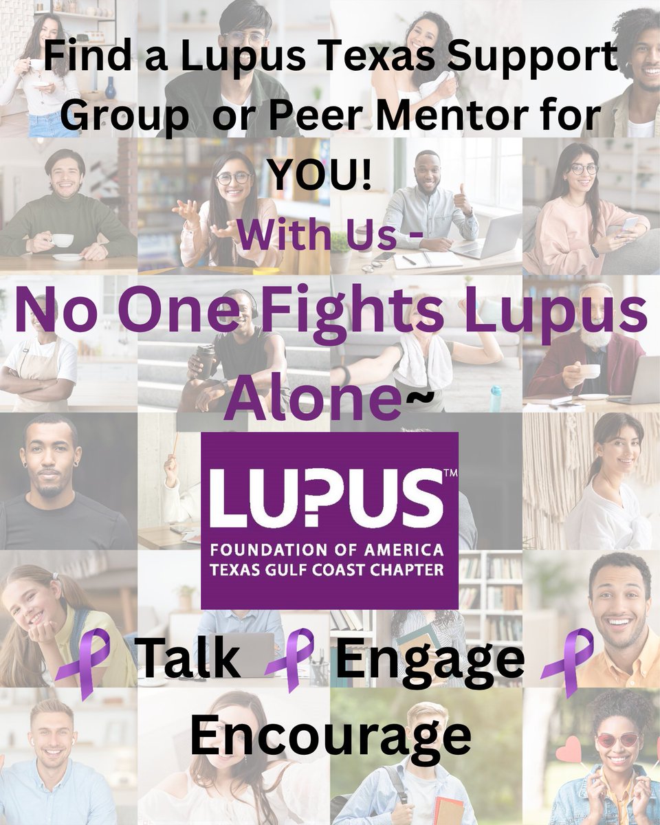 Let's support #mentalHealth every month!

#lupusTexas is here for YOU!  Support groups for couples, individuals, runners, and more.  Peer Mentors for anyone in need!

Don't struggle with #lupus alone.
