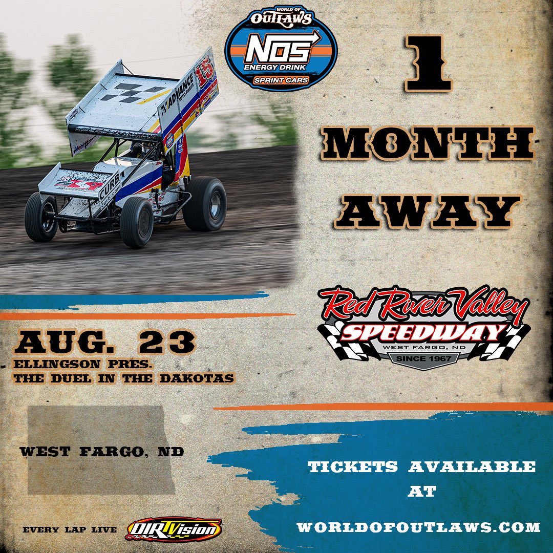 WorldofOutlaws's tweet image. The final North Dakota weekend of 2025 awaits in a month as the World of Outlaws @NosEnergyDrink Sprint Cars head to @RiverCitiesND & @RRVSpeedway!
๐๐จ๐ฌ ๐ง๐๐ซ ๐๏ธ sls.showare.com