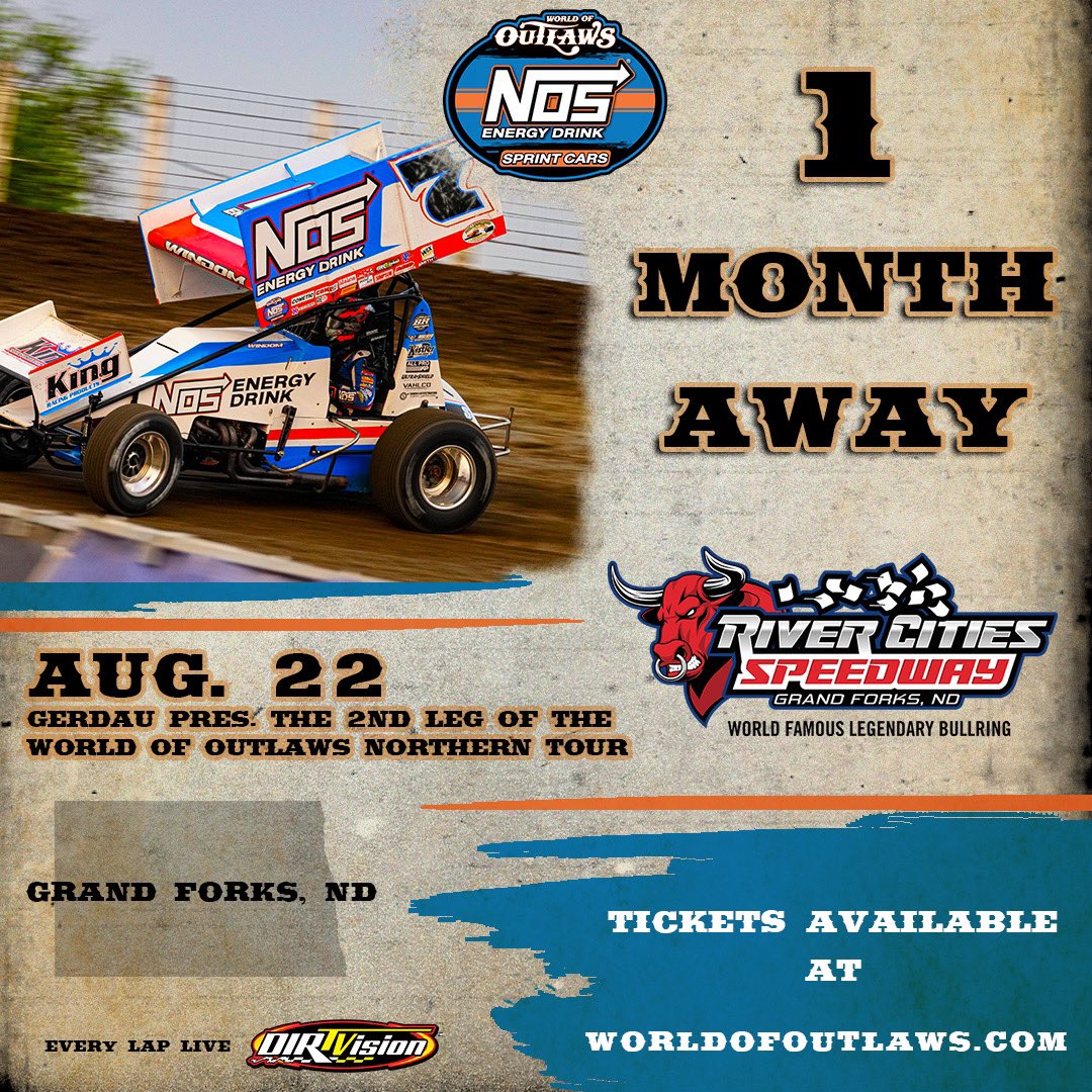 WorldofOutlaws's tweet image. The final North Dakota weekend of 2025 awaits in a month as the World of Outlaws @NosEnergyDrink Sprint Cars head to @RiverCitiesND & @RRVSpeedway!
๐๐จ๐ฌ ๐ง๐๐ซ ๐๏ธ sls.showare.com