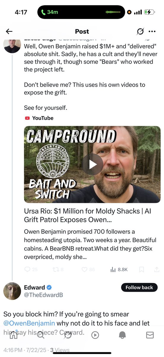 OwenBenjamin's tweet image. Lucas is now openly lying and he’s blocked me so I can’t respond. Such a total piece of shit.
I shot three full documentaries and two comedy specials that show the actual story. I guarantee he doesn’t show any of that to his fan. I realize he only had one total fan and there’s…