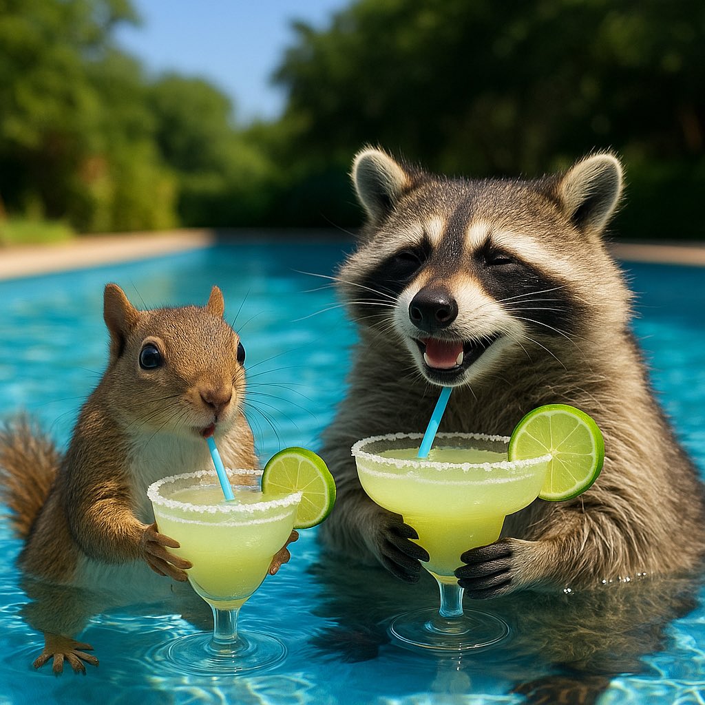 bezona_shelley's tweet image. Life, liberty, and the pursuit of poolside margaritas. 🍹🦝🐿️🇺🇸”