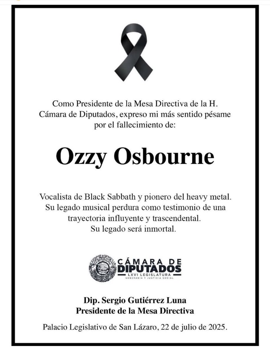 ricardorubiot's tweet image. Piden un minuto de silencio por los desaparecidos… lo niegan.
Muere Ozzy Osbourne y hasta le hacen esquela. Patéticos.
