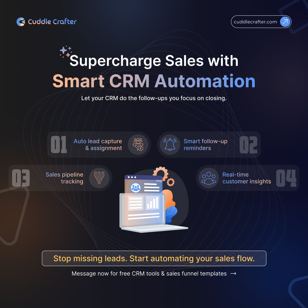 CuddleCrafter's tweet image. Manual lead follow-up = missed deals 📷
CRM automation = 📷 more sales, less stress
📷 Auto lead capture
📷 Follow-up reminders
📷 Pipeline tracking in real time
DM for free CRM tools + templates!
#SalesAutomation #CRMworkflow #CloseMoreDeals #SmartSales