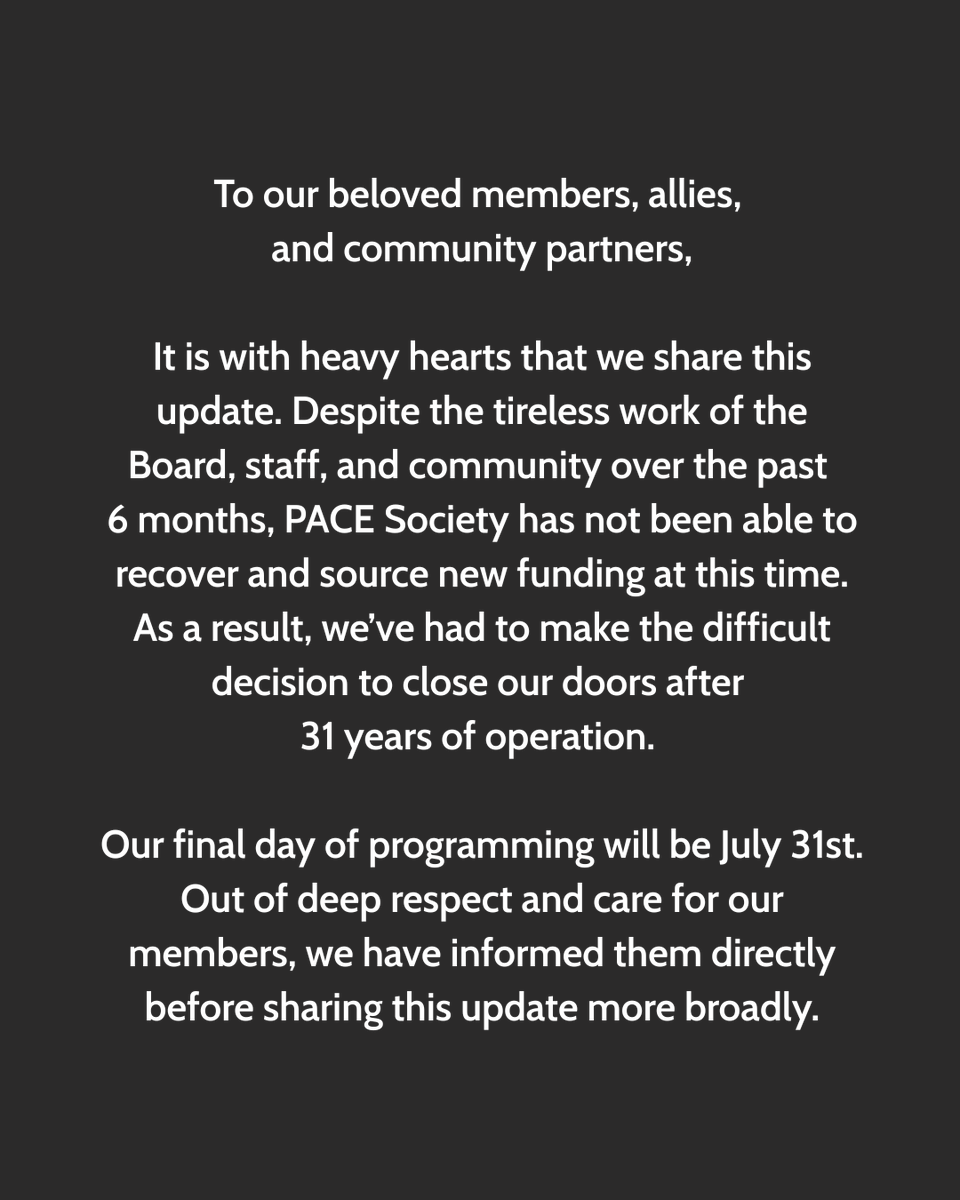 PaceSociety's tweet photo. An important announcement and message to our beloved members, allies, and community partners.

Full statement: https://t.co/8OznxgU1Qf https://t.co/7TvLGe6DSL