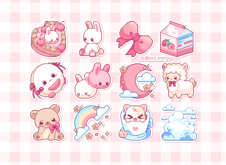 skii_ryu's tweet image. Based on my art, what do you think I listen to while drawing? 🎧🩷 #pixelart