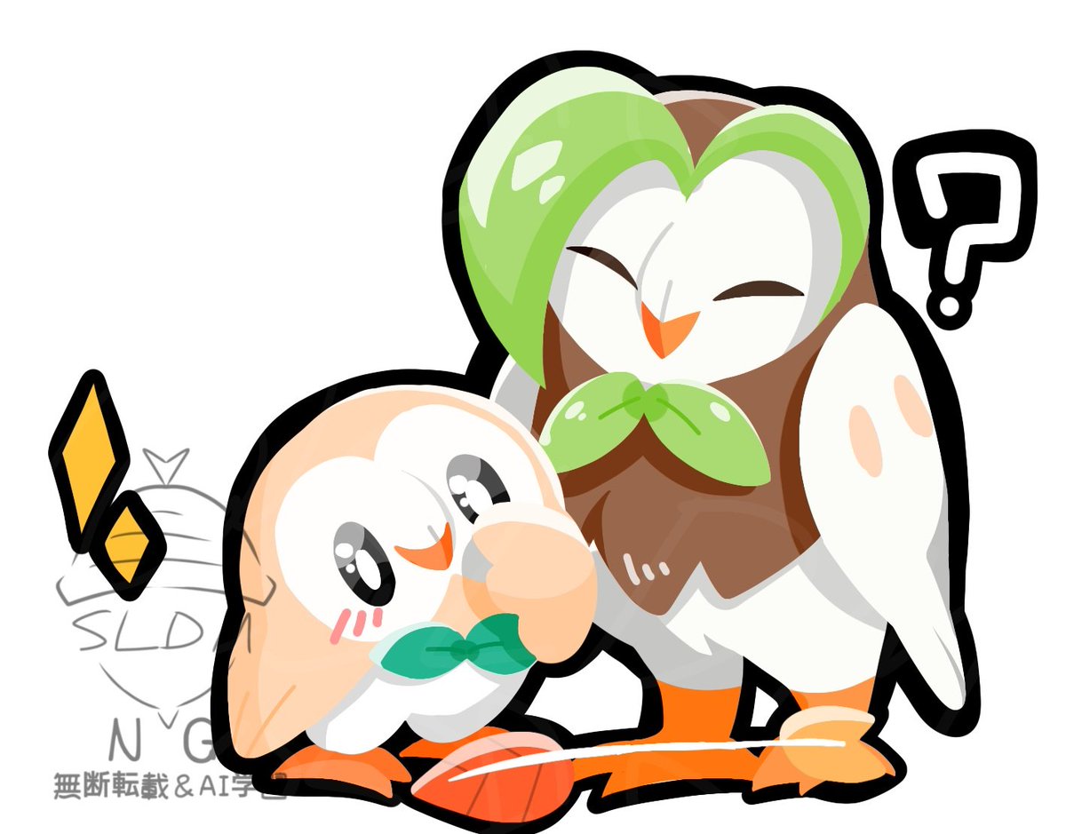 SLDM_0587's tweet image. #フクスローの日
#モクロー #ポケモンイラスト
矢羽が気になるモクローのことが気になるフクスローさん