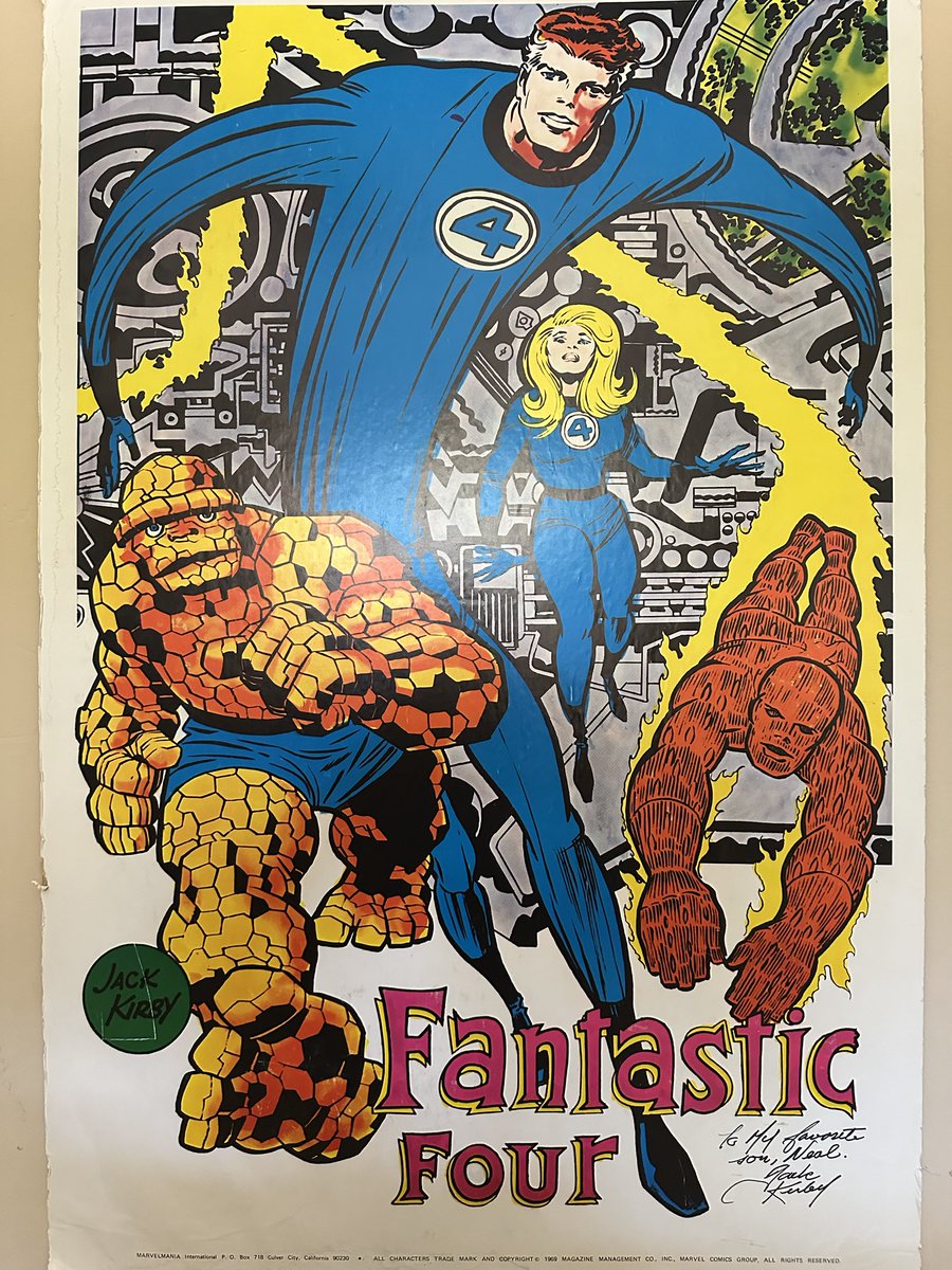 Kirby4Heroes's tweet image. Marvelmania 1969 Poster from my grandfather #JackKirby to his only son, my dad, Neal Kirby. #Fantastic Four: First Steps.