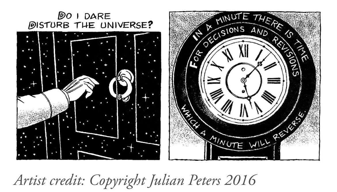 letifaria's tweet photo. “Do I dare 
Disturb the universe? 
In a minute there is time 
For decisions and revisions which a minute will reverse.”

— T.S. Eliot https://t.co/JJExmetcYA