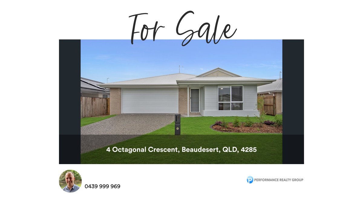 🛌 4 🛀 3 🚘 2
📍 4 Octagonal Crescent, Beaudesert, QLD, 4285

Our agent’s latest listing on RateMyAgent
Queensland Real Estate Licence 3281585
rma.reviews/oe29rehvx2th

...
#ratemyagent #realestate #Performance_Realty_Group