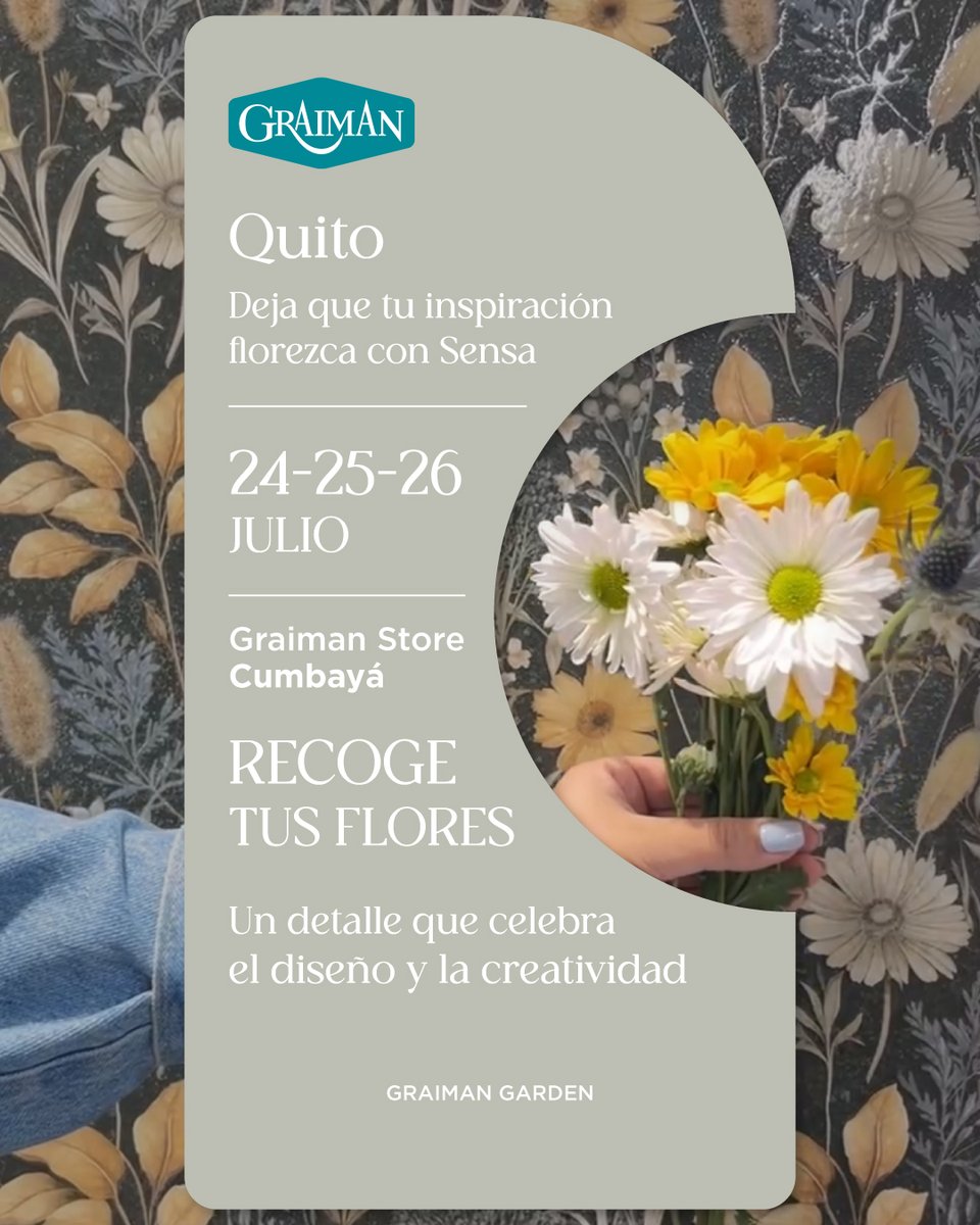 Transformamos inspiración en flores… y diseño en emoción 💐

Un rincón floral inspirado en nuestra colección #SENSA llega a #GraimanStore #Cumbayá en #Quito para sorprenderte con un detalle lleno de color, emoción y mucha inspiración.

🌼 Ven por tus flores este 𝟐𝟒, 𝟐𝟓 𝐲