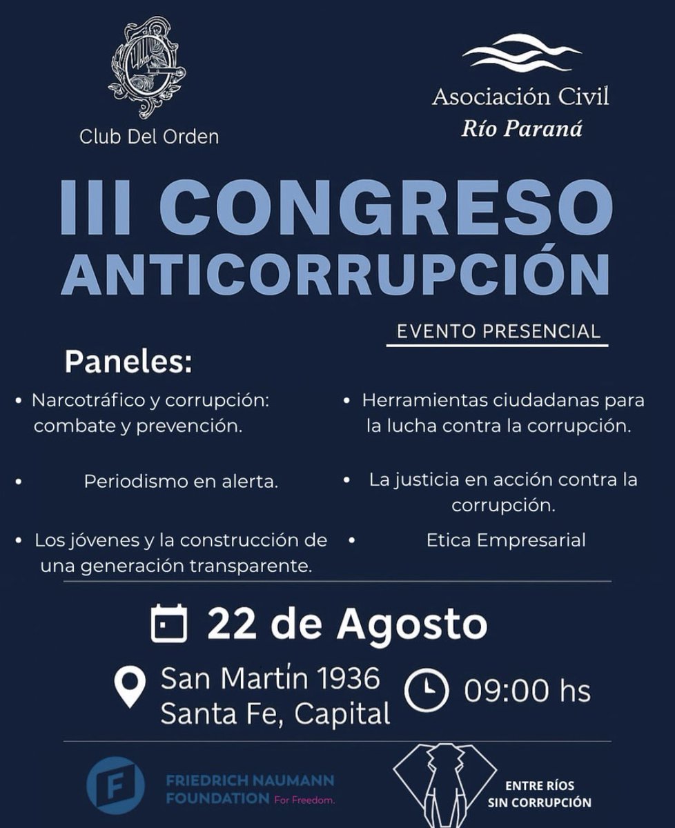 La participación ciudadana es uno de los pilares fundamentales de la lucha contra la corrupción.

Ficha Limpia es la campaña anticorrupción que más ha sacudido al sistema político argentino.

En agosto. En Santa Fe, Capital… 

Será uno de los temas 👇🏻