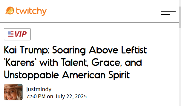 TwitchyTeam's tweet image. Kai Trump is stealing hearts & making Leftist 'Karens' lose their minds (VIP)
📎 twitchy.com/justmindy/2025…