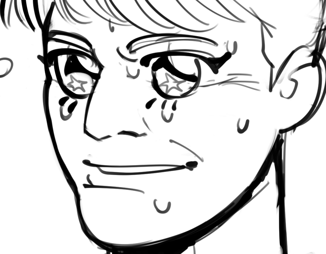 EWafflefrappe's tweet image. im having a difficult time drawing Guy's eyes so the rage made me draw this