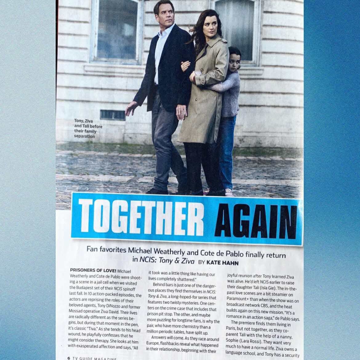 NCISTivaFans's tweet image. Things are heating up 🔥
We are so excited to share this exclusive first look at TV Guide Magazine’s interview with @M_Weatherly and Cote de Pablo, where they preview their highly anticipated new series, #NCISTonyAndZiva
Keep your eyes open! This edition hits stands next week…