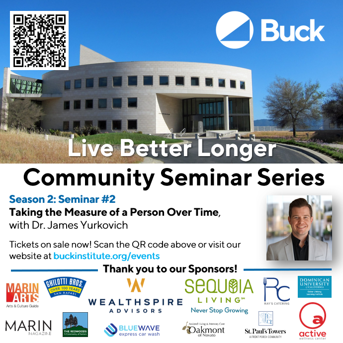 BuckInstitute's tweet image. Seats are selling fast! Register for our upcoming seminar on Wed, Aug 6. Find out how an array of technologies and AI, capturing an individuals’ data, can explain our health and longevity. buckinstitute.org/events/lblsemi…