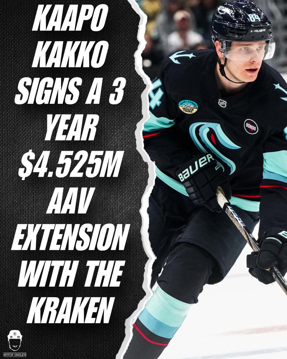 spittinchiclets's tweet image. Kaapo Kakko avoids arbitration and signs a 3 year extension with Seattle 🦑