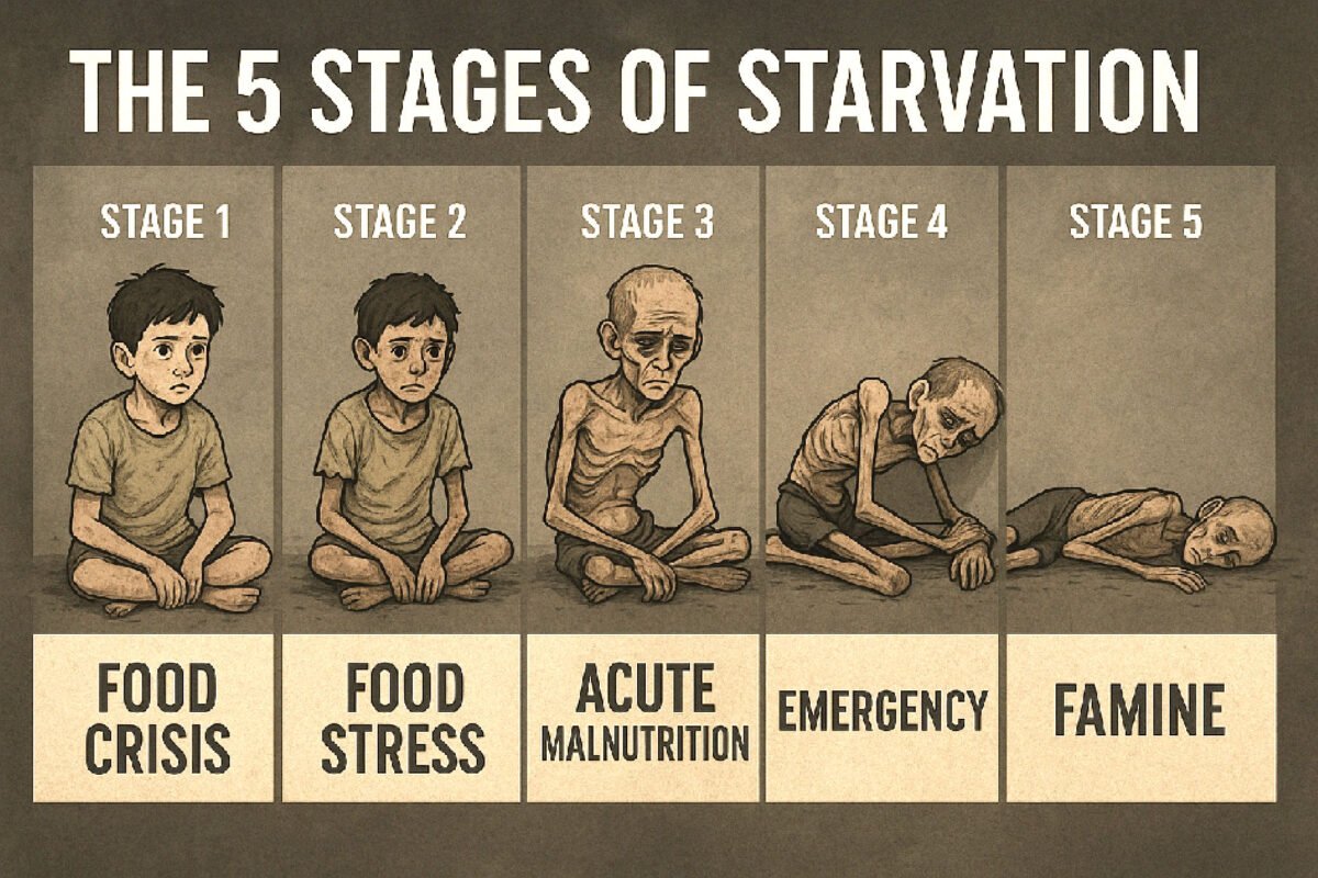 WarsawErik's tweet image. 🌐 Gaza has currently been declared Stage 5 food shortage, see graph below to understand what that means: