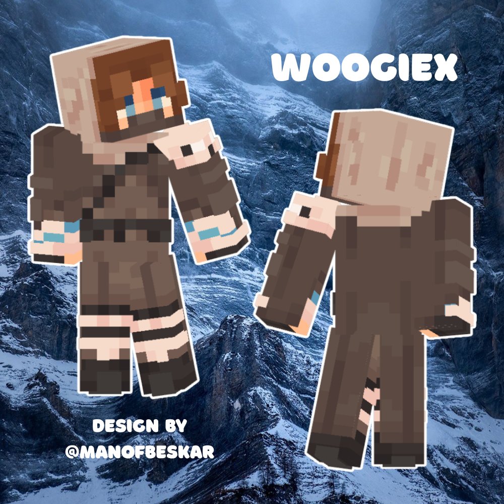 Woogiex fanskin 🐻‍❄️
📌 DOWNLOAD IN THREAD

Design by <a href="/manofbeskar/">hawk 鹰</a> !!

#woogiexfanart #lifestealfanart #minecraftskin