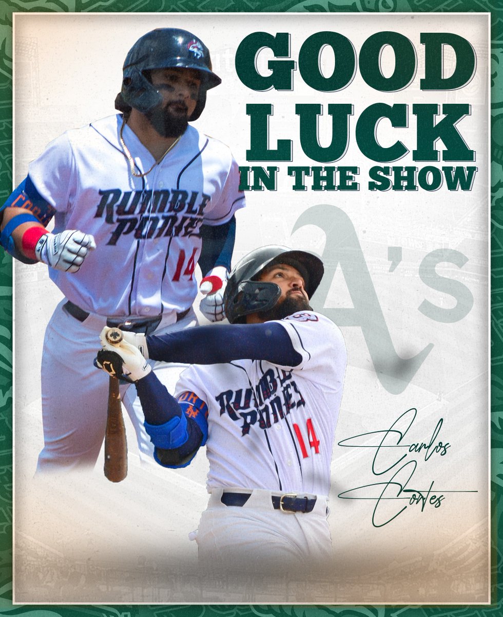 RumblePoniesBB's tweet image. Welcome to the show, @loscortes_14 馃憦
The 2021-2022 Rumble Ponies outfielder has been promoted to the @Athletics