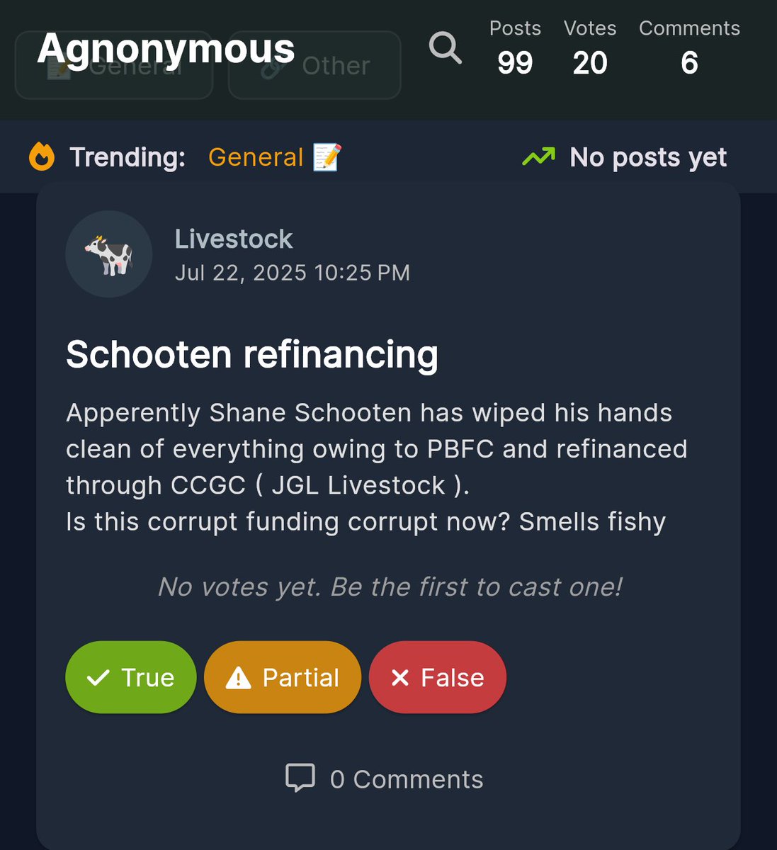 buperac's tweet image. Another Agnonymous drop.
Looks like the fellas are moving over to JGL to finance perhaps (?) Not sure if their loans are backed by Agriculture Canada or Sask Ag. If you have also heard this, smash the truth button at agnonymous.news