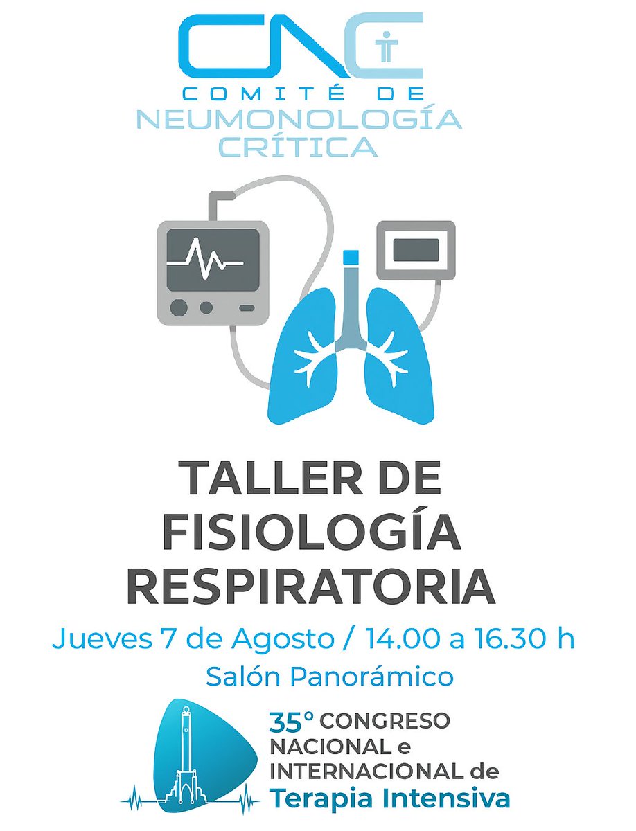 Te invitamos a nuestros Talleres del próximo Congreso 
<a href="/SATIarg/">SATI</a> 2025

🔷 TALLER DE FISIOLOGÍA RESPIRATORIA
Jueves 07/08/25 de 14:00 a 16:30 h
Salón Panorámico