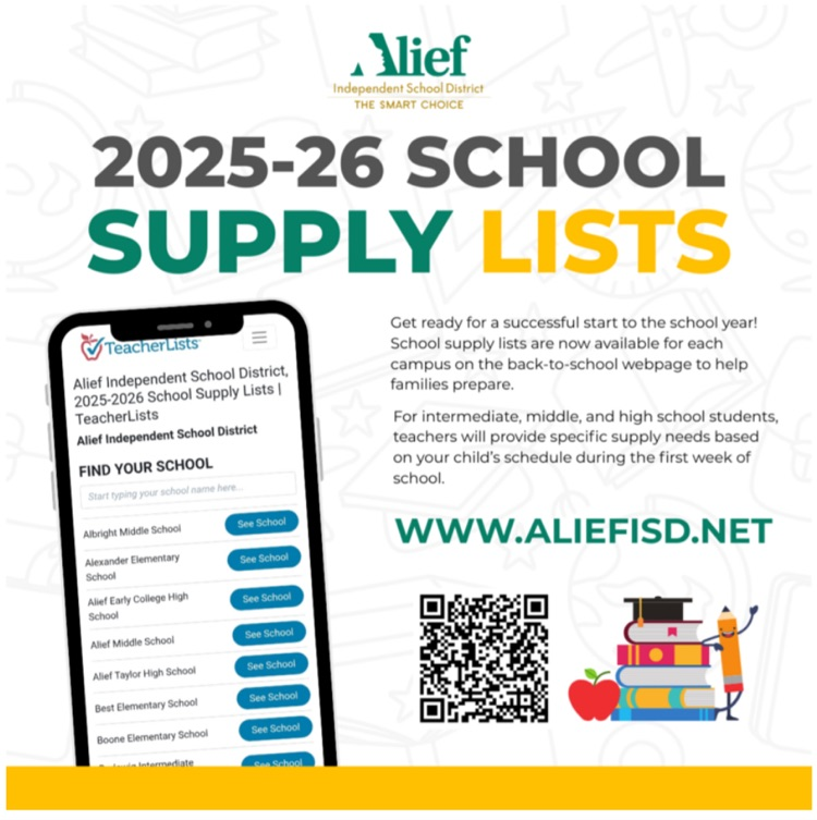 📢 Husky News You Can Use 🐾
We’re kicking off the new year with a few BIG updates!
🎒 Alief ISD is now a clear backpack district
💻 Personal devices are not allowed during the school day.
🕗 Arrive on time &amp; ready to learn
📝Check the Supply Link Below
💙#HearneHusky