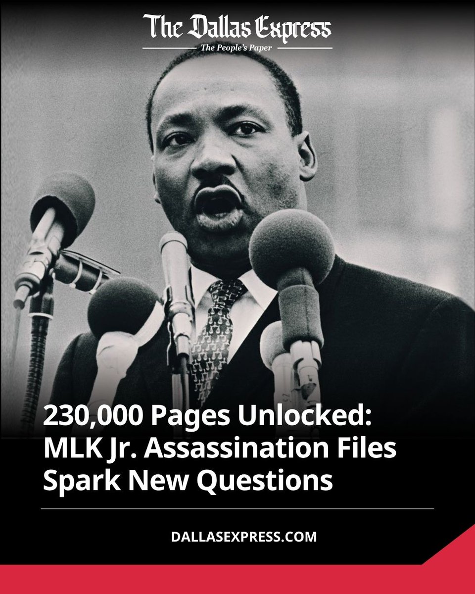 DallasExpress's tweet image. Feds release 230,000 pages on MLK Jr.'s 1968 assassination, sparking new debate. Docs, per Trump's EO, follow JFK files. Alveda King calls it a step toward truth, but family urges empathy. FBI's past surveillance of King under scrutiny.
dallasexpress.com/national/23000…