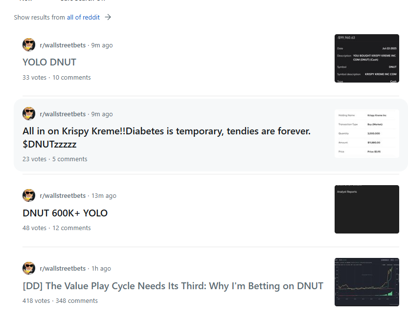jup_enjoyoors's tweet image. We are witnessing GME 2.0
The Setup: "OPEN your ahole and KSS DNUTz" - WSB

Krispy Kreme, Inc. (DNUT) is about to be THE meme stock of this cycle. It is already being posted everywhere on wallstreetbets and has caught the attention of @theunipcs 
reddit.com/r/wallstreetbe…