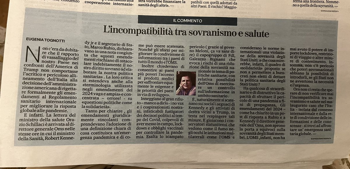 #tognotti”non c’era da dubitare che rapporto di vassallaggio del nostro paese nei confronti dell’America non comportasse acritico pericoloso allineamento Dell’Italia alla decisione dell’amministrazione americana di rigettare emendamenti x migliorare risposta alle pandemie