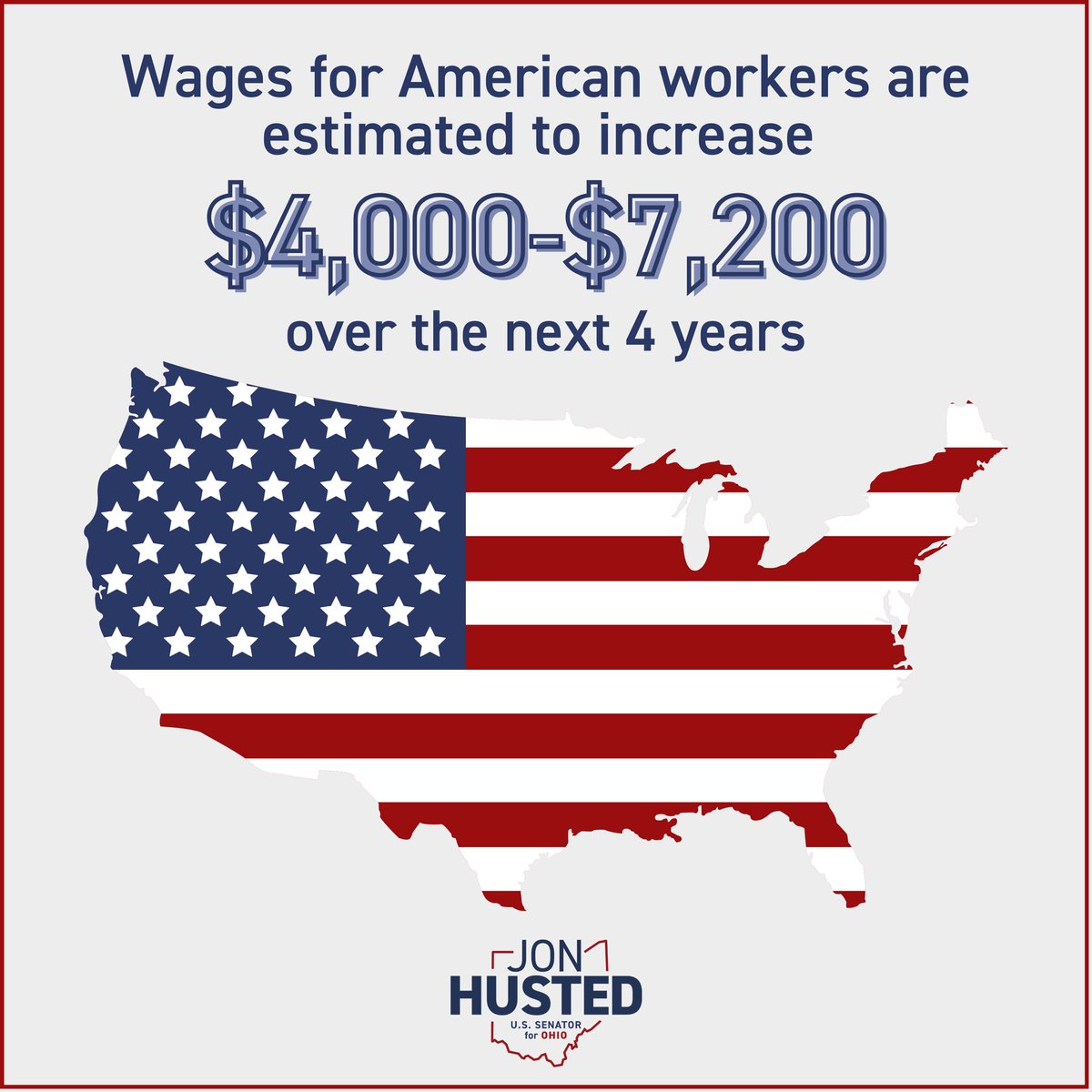 SenJonHusted's tweet image. Our budget law is helping boost wages $4,000-7,200 for American workers. That’s more money for Middle America.