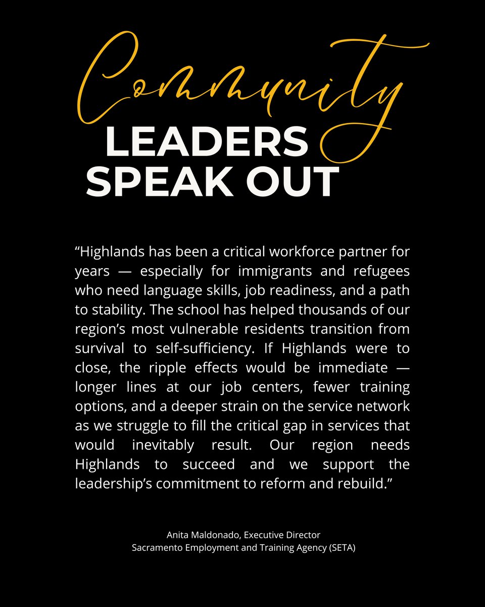 📣 Community Voices Matter:
 "Highlands has helped thousands move from survival to self-sufficiency — especially immigrants and refugees. Its closure would leave a critical gap in our workforce and support systems."
💬 Hear from leaders on why Highlands must stay open and how it