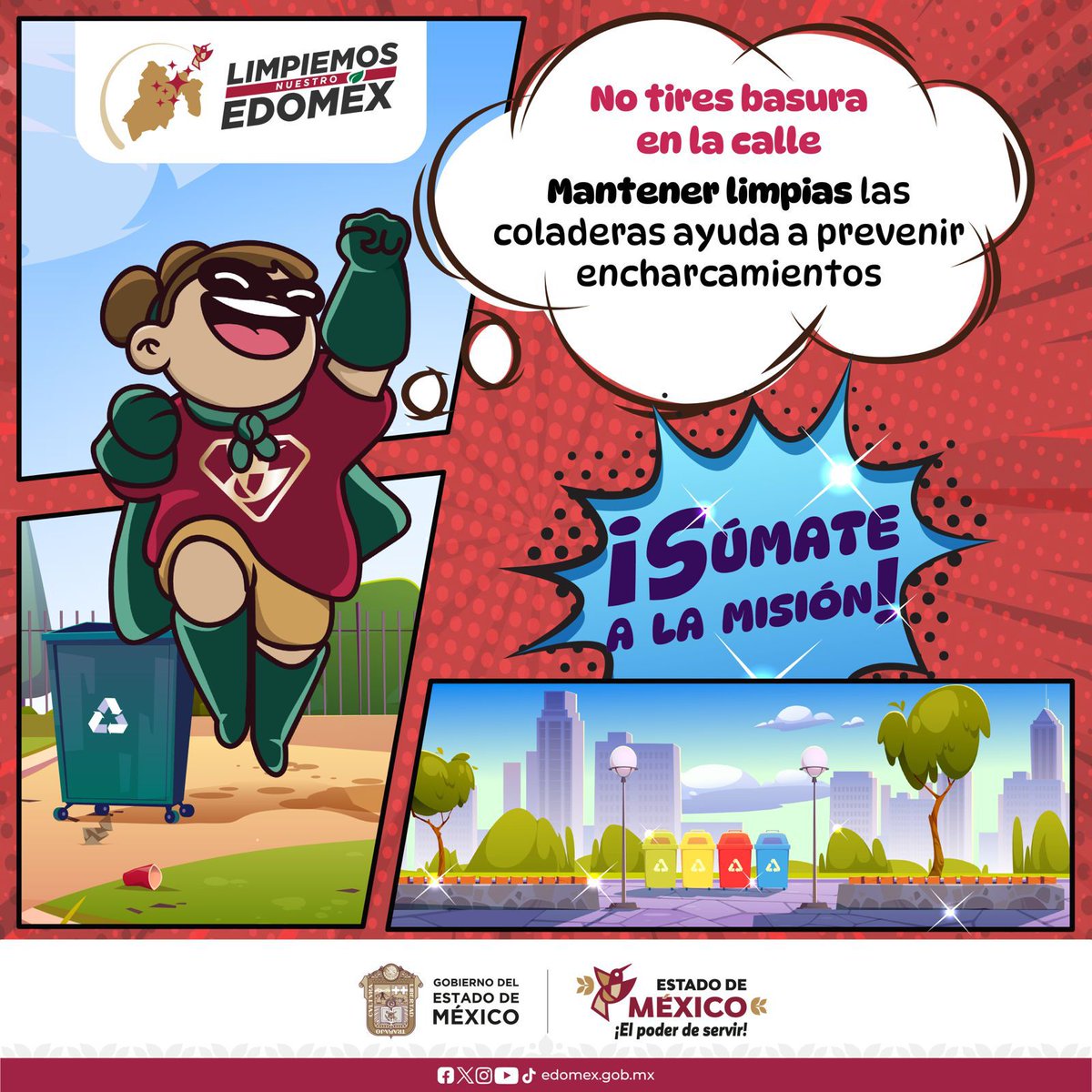 Los Guardianes de la Limpieza están haciendo su parte.
Ahora te toca a ti: no tires basura y mantén limpias las coladeras.
¡Juntos prevenimos encharcamientos! 
#LimpiemosEdoMéx 
#ElPoderDeServir
