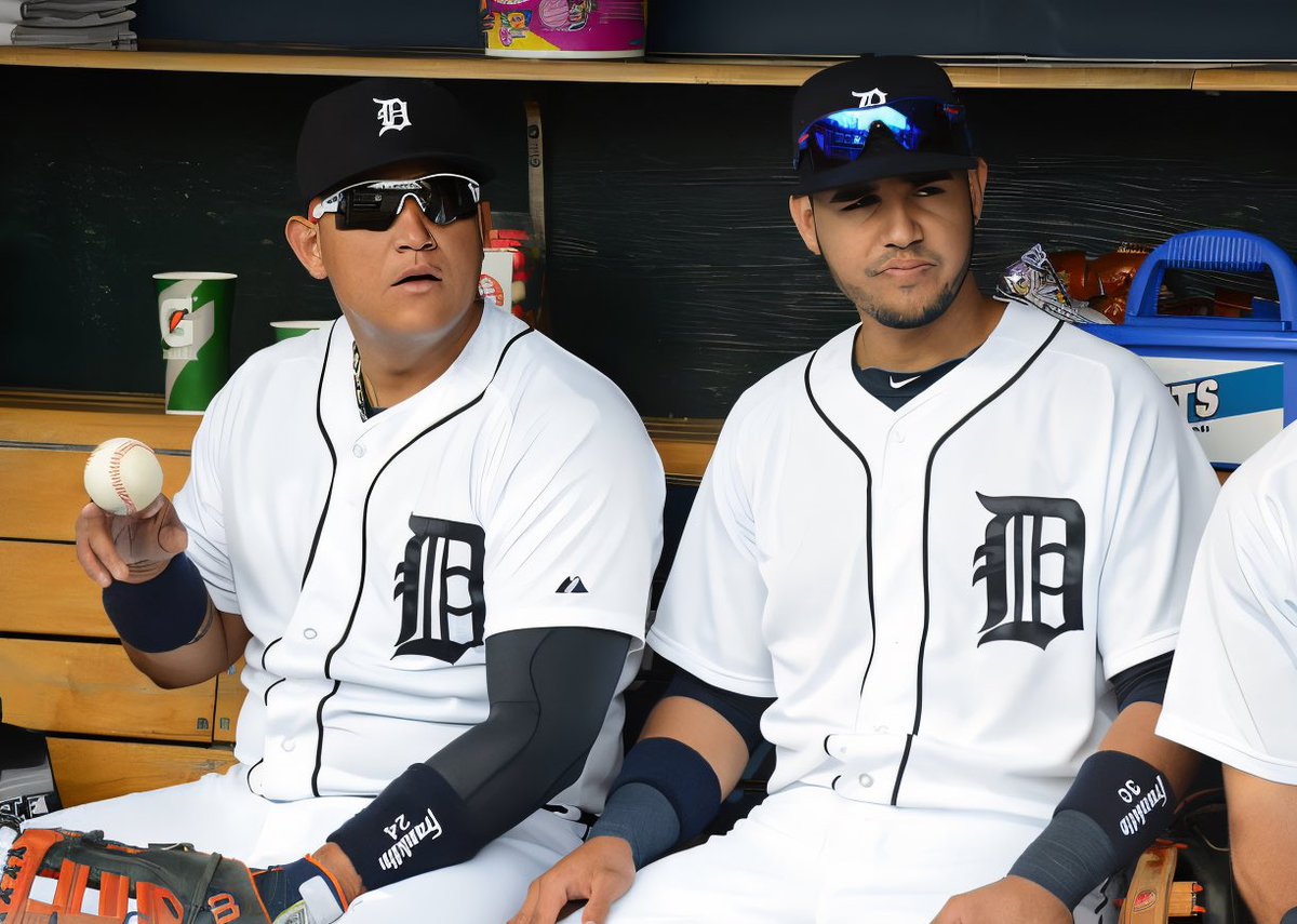 DarkoStateNews's tweet image. 2x reigning MVP Miguel Cabrera sits with rookie shortstop Eugenio Suárez after his promotion to the big leagues.
(2014)