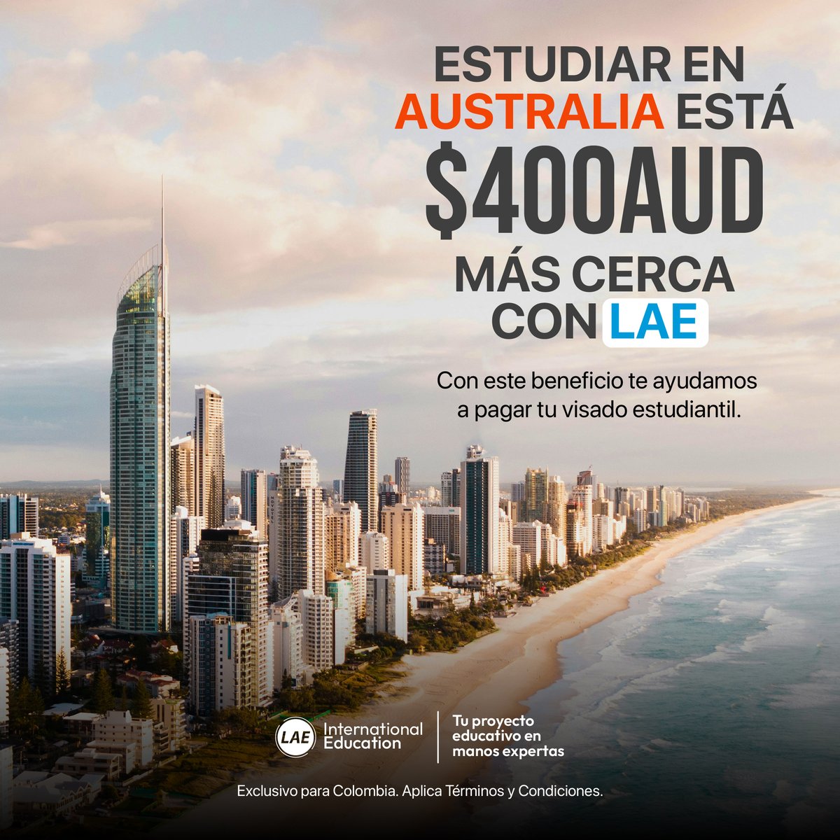 Desde el 1 de julio, la visa de estudiante para Australia cuesta $2.000 AUD.

En <a href="/LAE_Edu/">LAE Educación Internacional</a>  decidimos no quedarnos quietos:

👉 Te damos $400 AUD para cubrir el nuevo valor si haces tu proceso con nosotros

¿Quieres ser beneficiario? Ingresa a lae-edu.com/beneficio-visa…