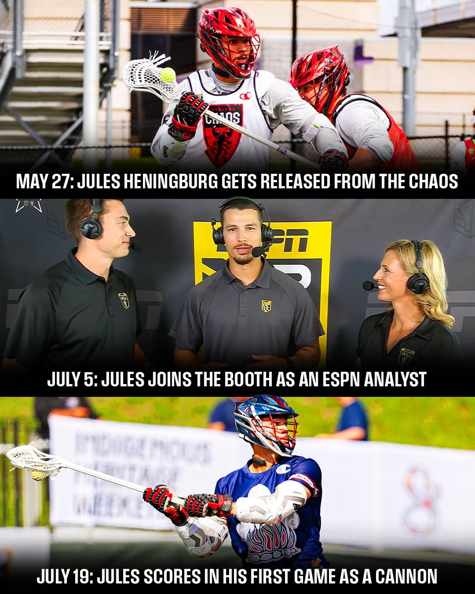 PremierLacrosse's tweet image. "Just two weekends ago, he was doing OUR job!" ๐๏ธ
From the booth to the field, @Julesheningburg's path back to the PLL has been anything but ordinary.
Earned every step. ๐