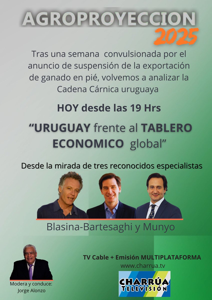 CharrúaTVAGROnoticias (@noticiascharrua) on Twitter photo En CHARRUATV, analizamos los acontecimientos desde la mirada de los expertos: Porque un país agroexportador, necesita la visión de especialistas para la toma de decisiones. . charrua.tv HOY A LAS 19 HORAS...! Con <a href="/IgnacioMunyo/">Ignacio Munyo</a> <a href="/eduardoblasina/">eduardo blasina</a> <a href="/i_bartesaghi/">Ignacio Bartesaghi</a> En CHARRUATV, analizamos los acontecimientos desde la mirada de los expertos: Porque un país agroexportador, necesita la visión de especialistas para la toma de decisiones. . charrua.tv HOY A LAS 19 HORAS...! Con <a href="/IgnacioMunyo/">Ignacio Munyo</a> <a href="/eduardoblasina/">eduardo blasina</a> <a href="/i_bartesaghi/">Ignacio Bartesaghi</a>