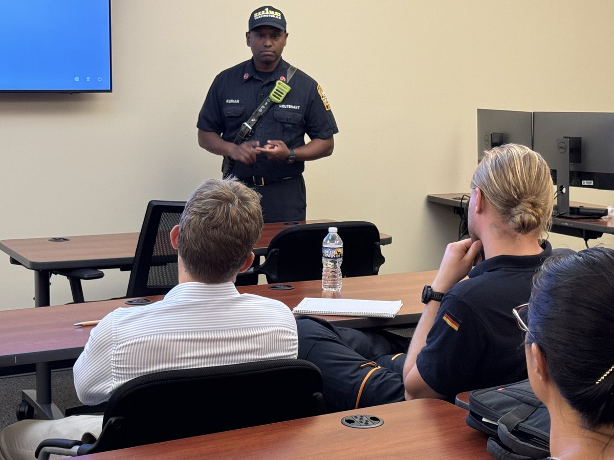 dcfireems's tweet image. Special Operations Deputy Chief Mitch Kannry and Hazmat Lt. Vinu Kurian explained our hazmat operations to a contingent of hazmat experts from Germany here in the US sponsored by @fema. Always a pleasure to host visitors and exchange ideas. #DCsBravest
