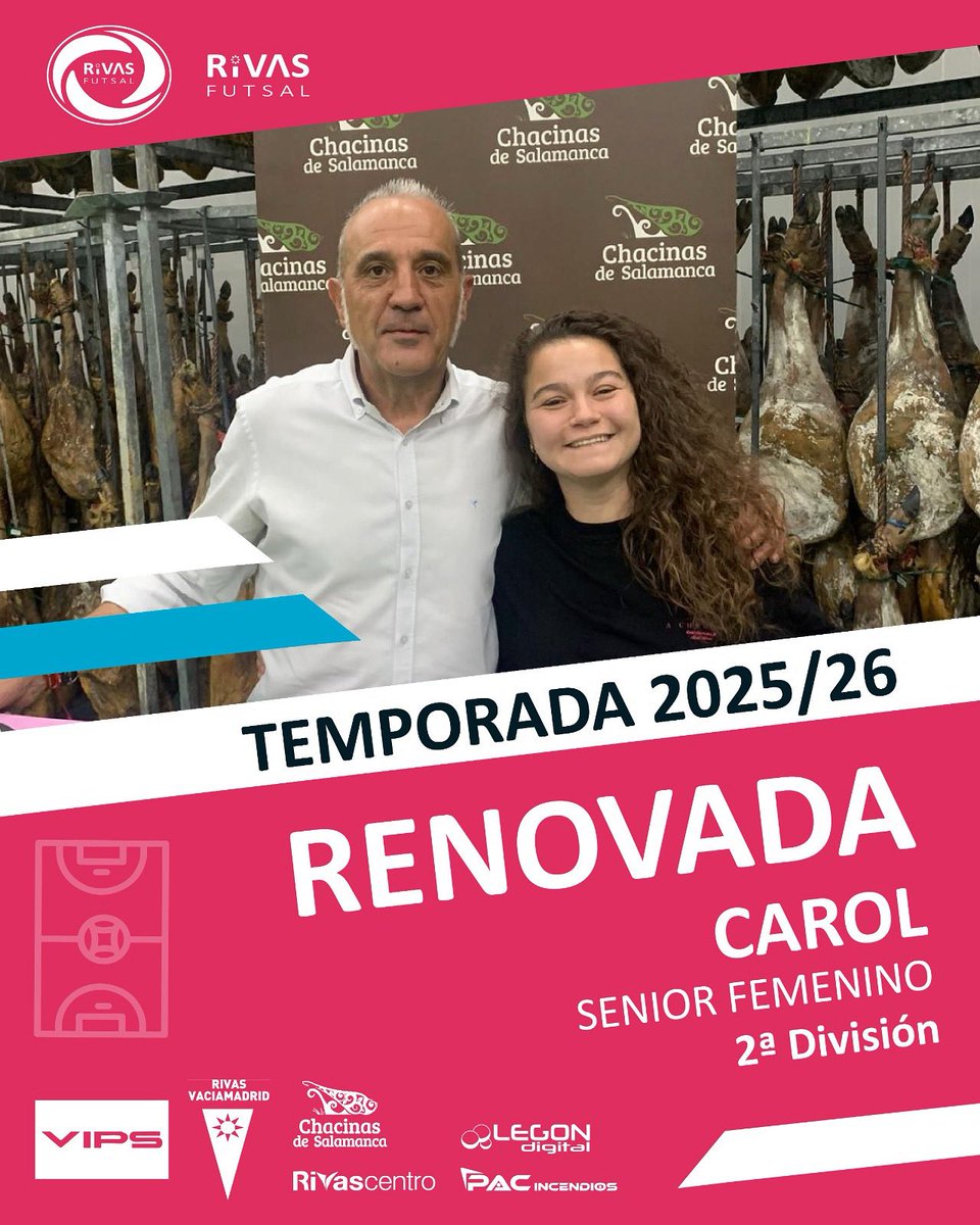 cdrivasfutsal's tweet image. 🚨 𝗥𝗘𝗡𝗢𝗩𝗔𝗗𝗔

𝗖𝗮𝗿𝗼𝗹 renueva con el equipo de Segunda División Femenina de Rivas Futsal 🧤

🔐 Seguridad, trabajo y compromiso.
💙 Un pilar bajo palos que seguirá defendiendo nuestra portería.

#RivasFutsal #Carol #FutsalFemenino #Portera #Renovación #Temporada2526